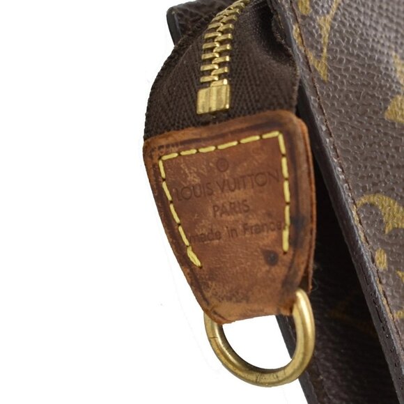 LOUIS VUITTON Logo BUCKET PM Pouch Bag Monogram Leather Brown France 60EF633 - Picture 9 of 13
